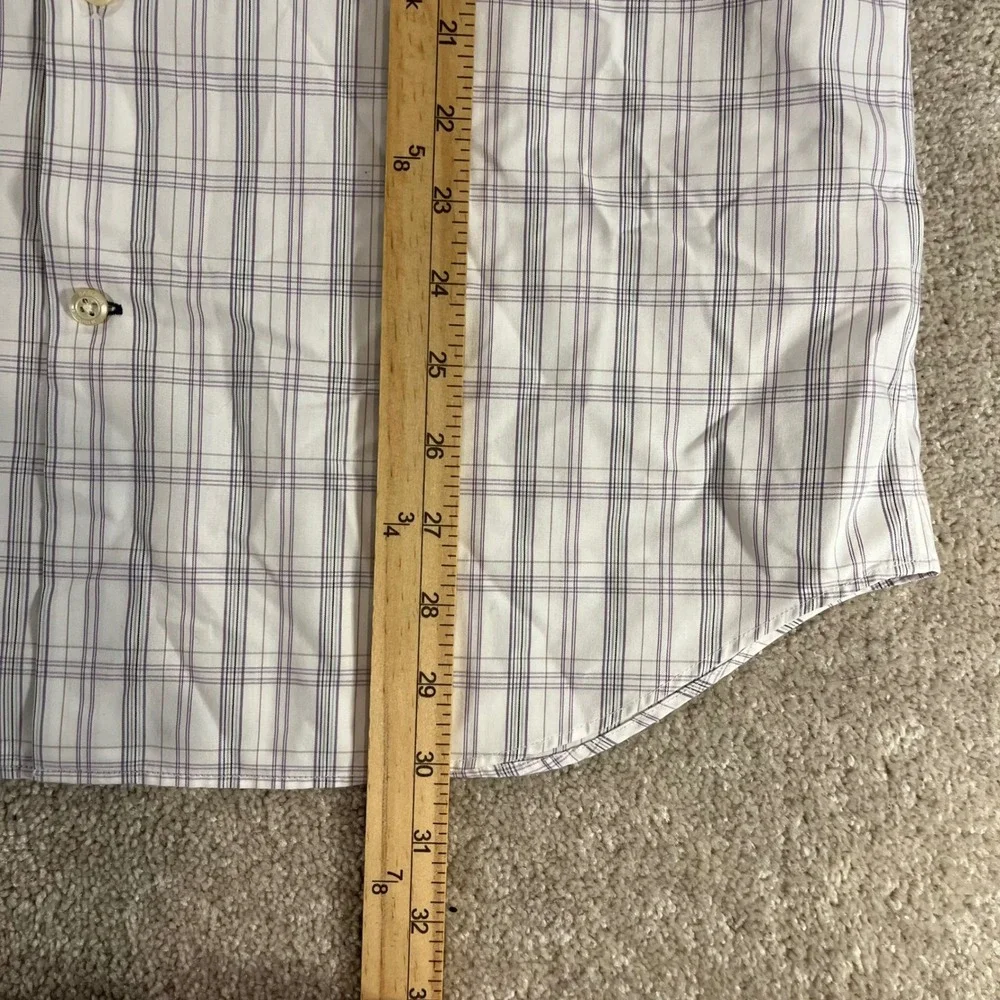 Banana Republic Button Up Shirt‎ Mens Medium White Purple Plaid Slim Fit